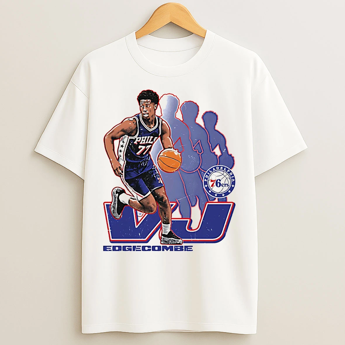 Classic Vj Edgecombe Philadelphia 76ers Retro Signature T Shirts