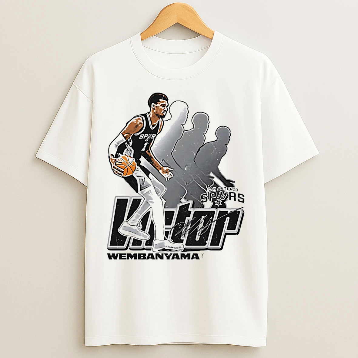 Classic Victor Wembanyama San Antonio Spurs Retro Signature T Shirts