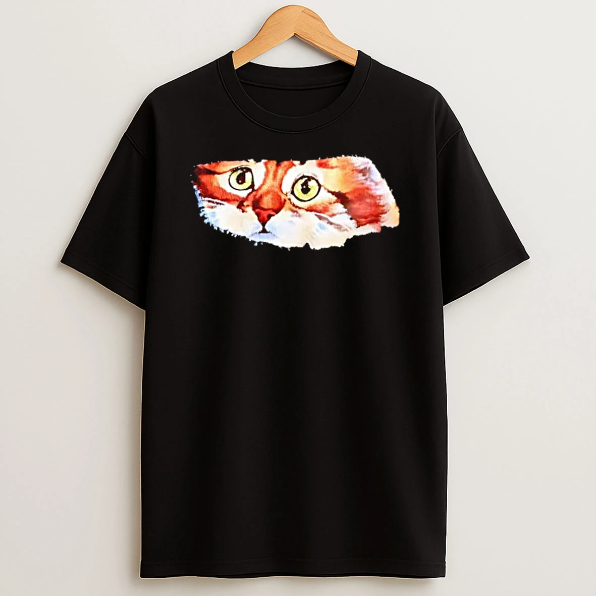 Close Up Watercolor Ginger Cat Face With Green Eyes Shirts
