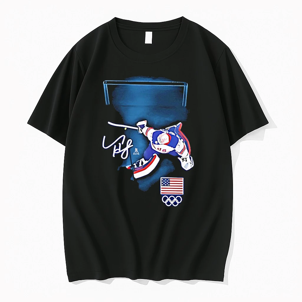 Connor Hellebuyck Mens Usa Hockey Gold Medal Save Shirts