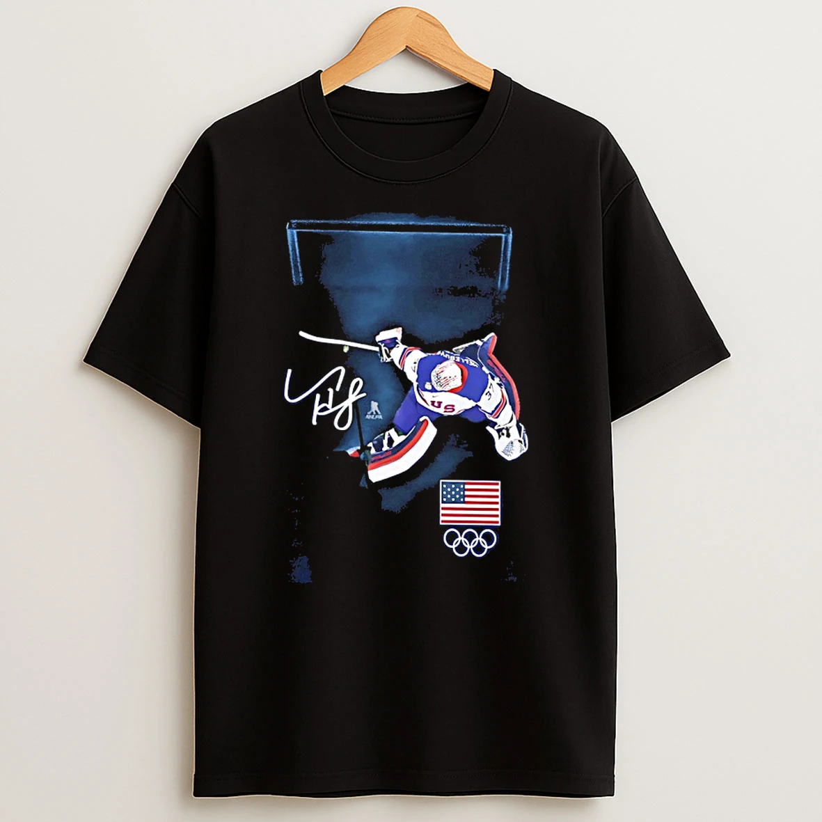 Connor Hellebuyck Usa Hockey Gold Medal Save Autographed Shirts