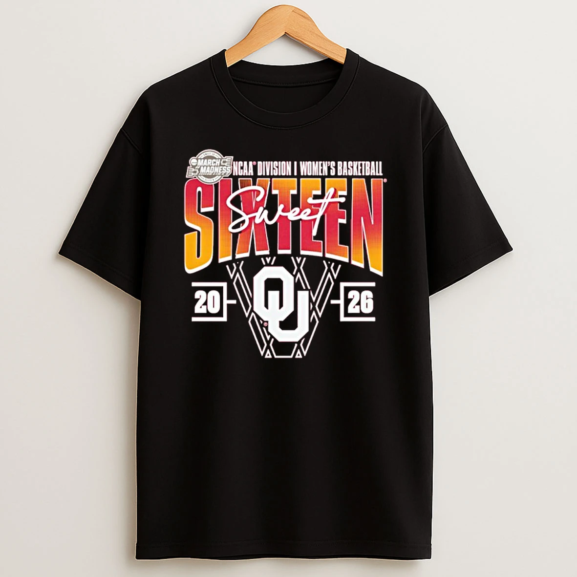 Crimson Oklahoma Sooners 2026 Ncaa Womens Basketball Tournament March Madness Sweet 16 Court Shot Shirts