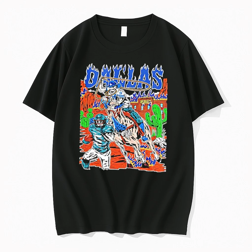Dallas Cowboys Skeleton Cowboy Lasso Horse Desert Saloon Graphic Shirts
