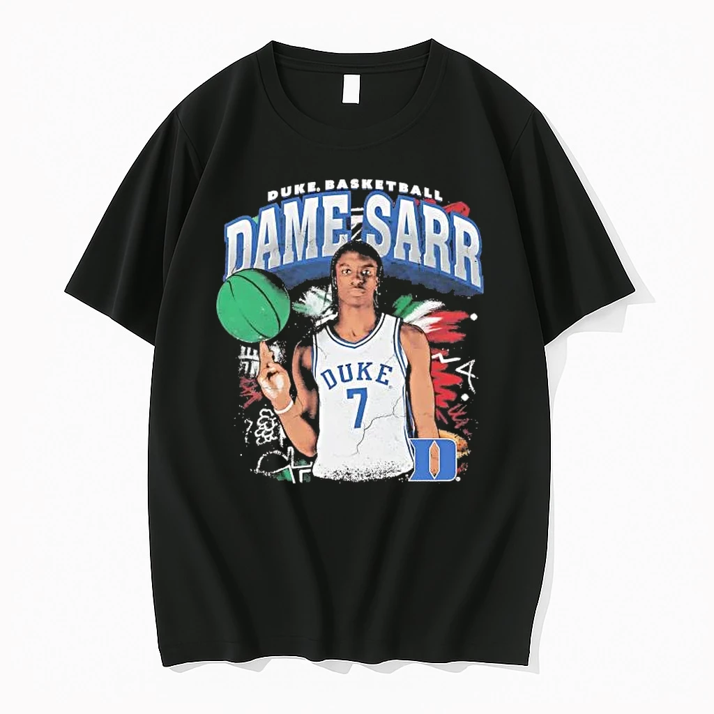 Dame Sarr Portrait Ball Duke Blue Devils Basketball Tee Shirts