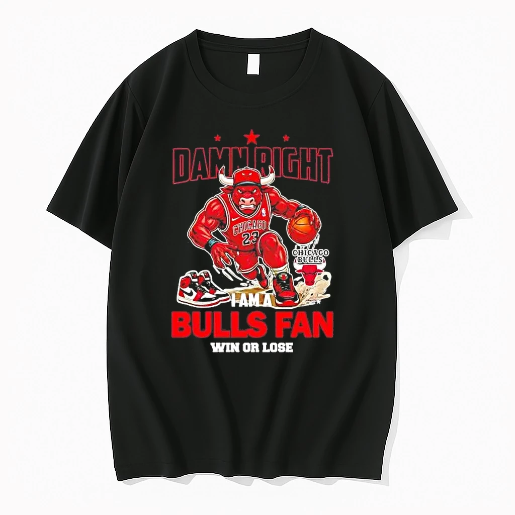 Damn Right I Am A Chicago Bulls Fan Win Or Lose Mascot Tee Shirts