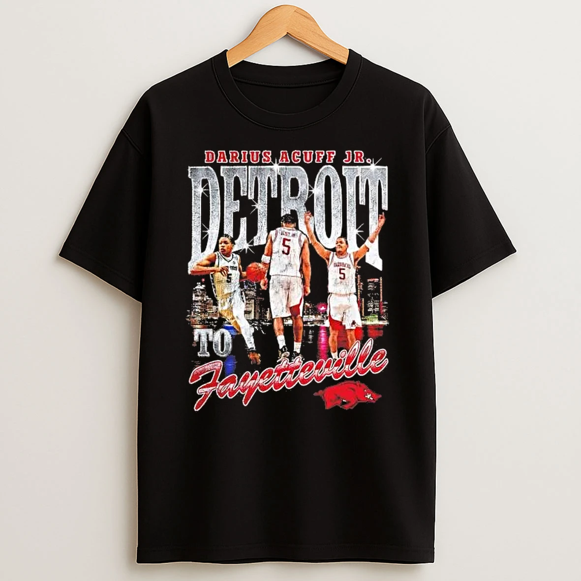 Darius Acuff Jr Detroit To Fayetteville Arkansas Razorbacks Tee Shirts