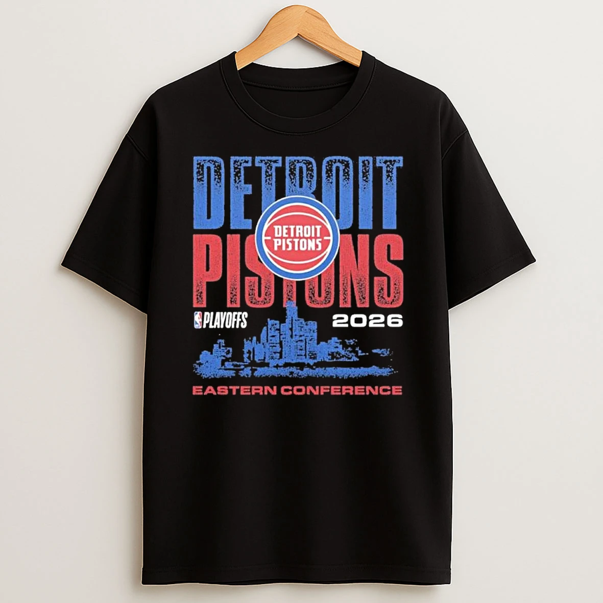 Detroit Pistons Nba Playoffs 2026 Skyline Shirts