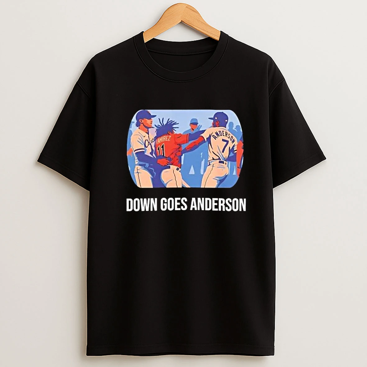 Down Goes Anderson Jose Ramirez Cleveland Guardians Baseball Shirts