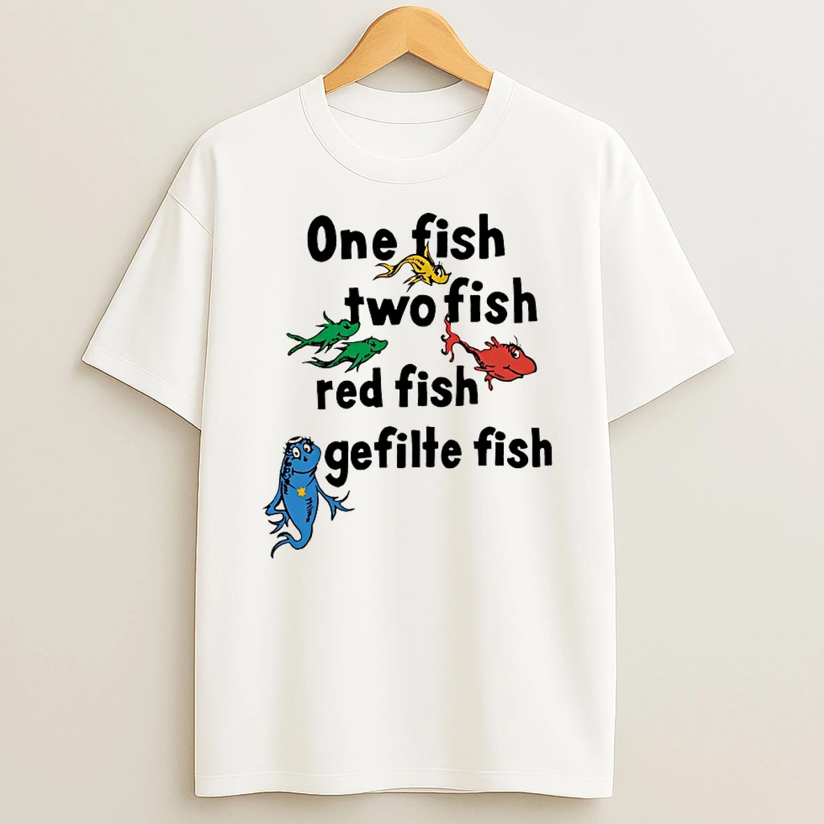Dr Seuss One Fish Two Fish Red Fish Gefilte Fish Shirts