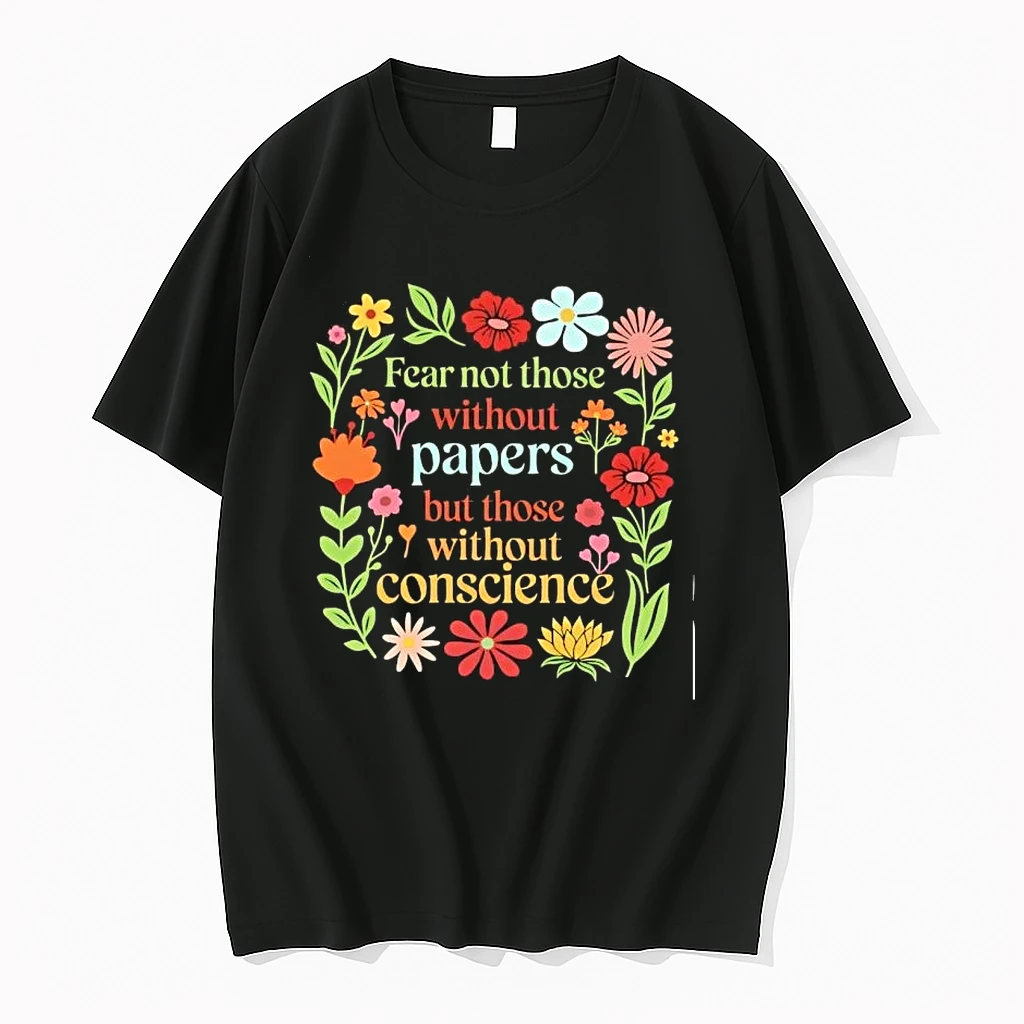Fear Not Those Without Papers But Those Without Conscience Flowers Shirts