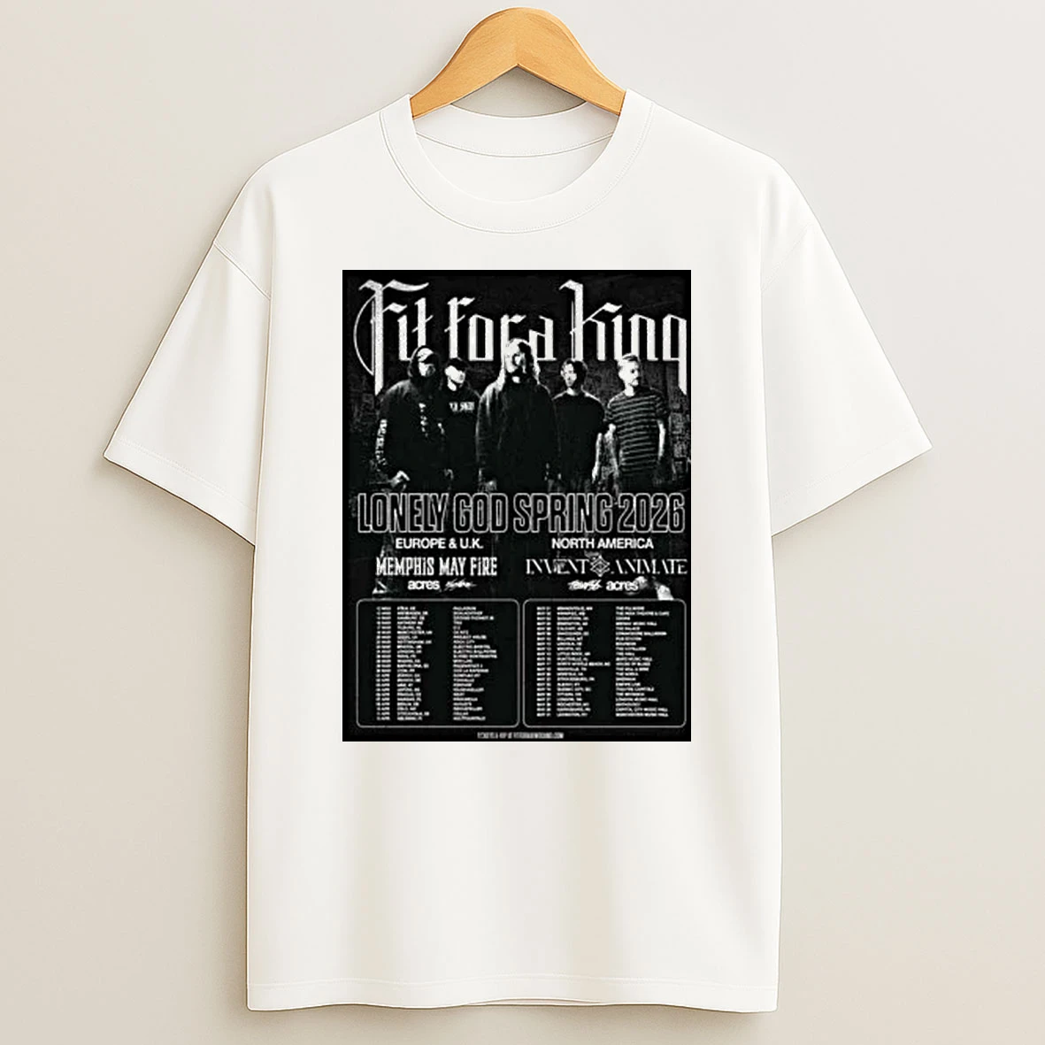 Fit For A King Lonely God Spring 2026 World Tour Europe And Uk And North America Shirts