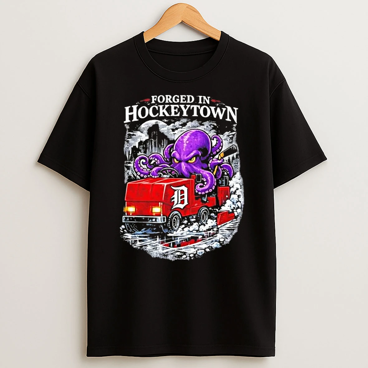 Forged In Hockeytown Detroit Red Wings Inspired Octopus Zamboni Fan Shirts
