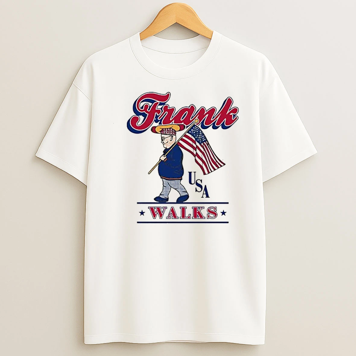Frank Usa Walks Hot Dog Character With American Flag Shirts