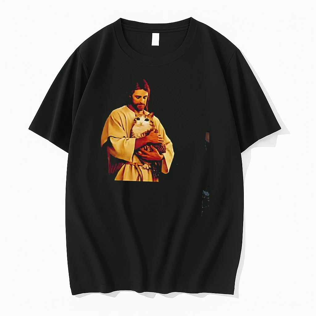 Funny Jesus Holding Meowl Shirts