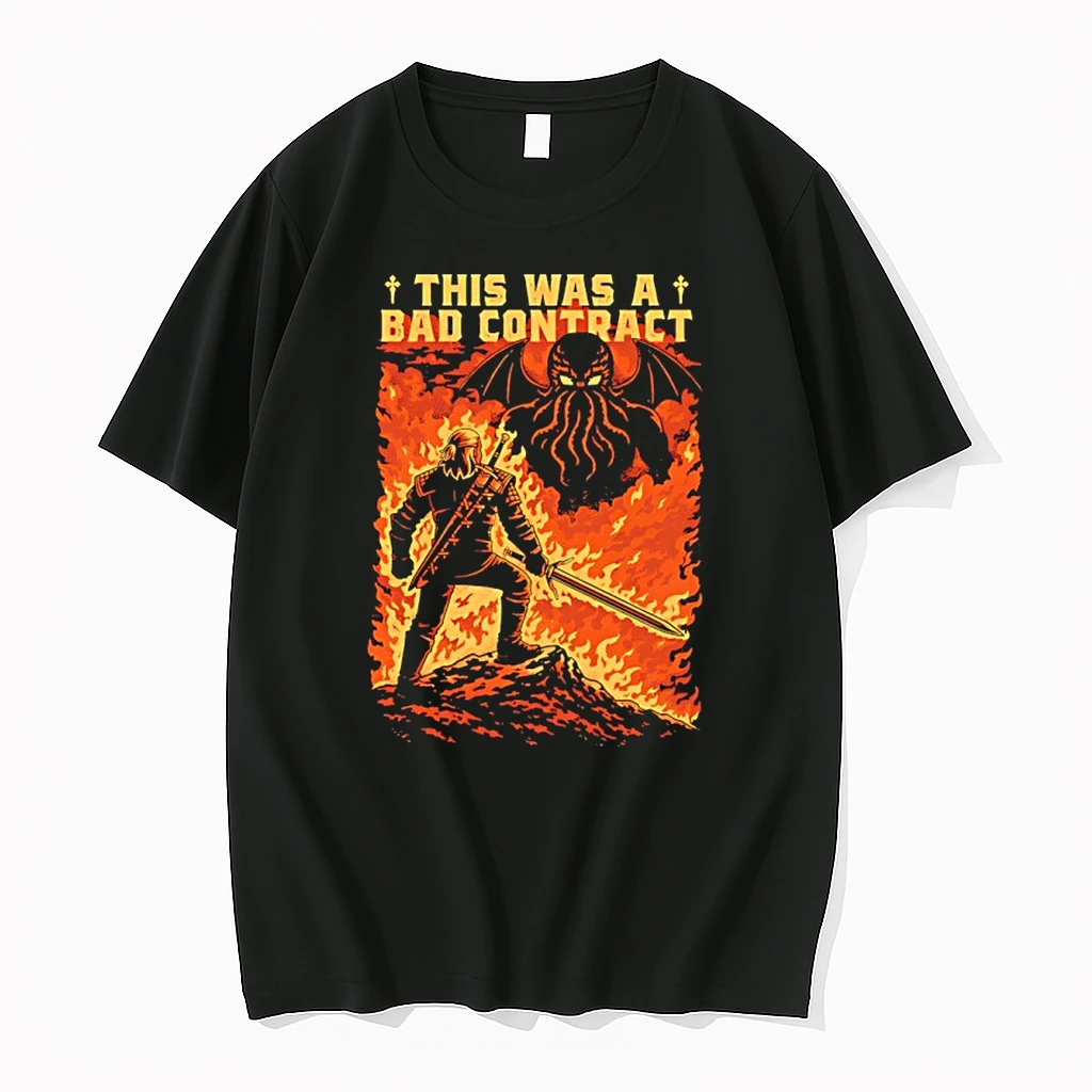 Geralt Of Rivia Vs Cthulhu This Was A Bad Contract Graphic Shirts