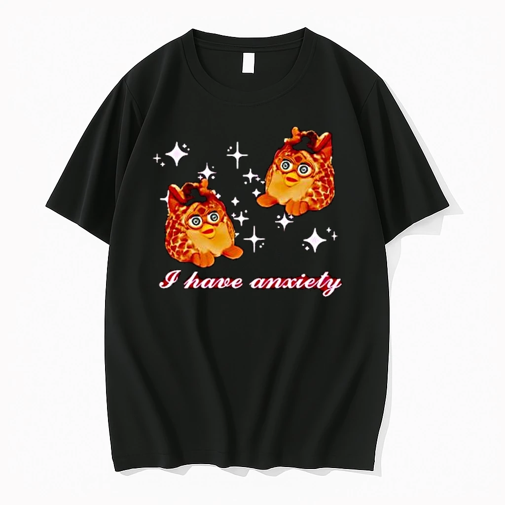 Giraffe Print Furby Sparkles I Have Anxiety Shirts