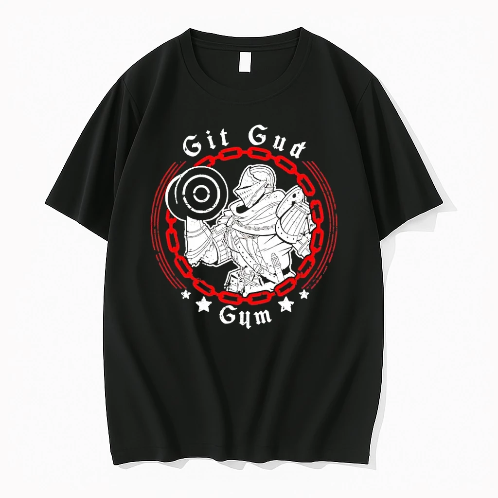 Git Gud Gym Knight Lifting Weights Meme Shirts