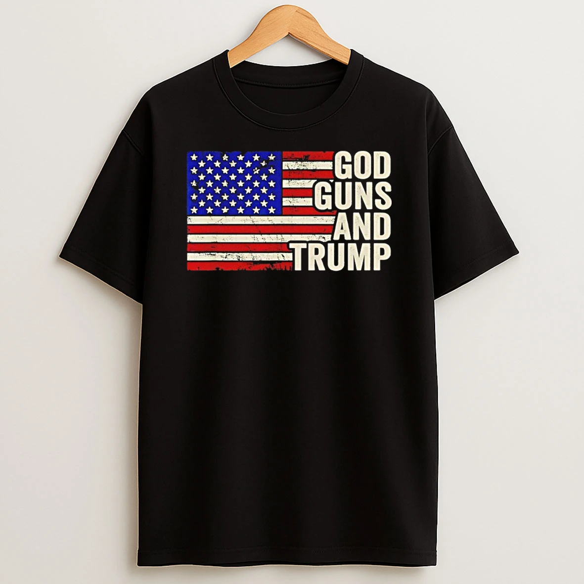 God Guns And Trump Republican Usa Flag Retro Shirts