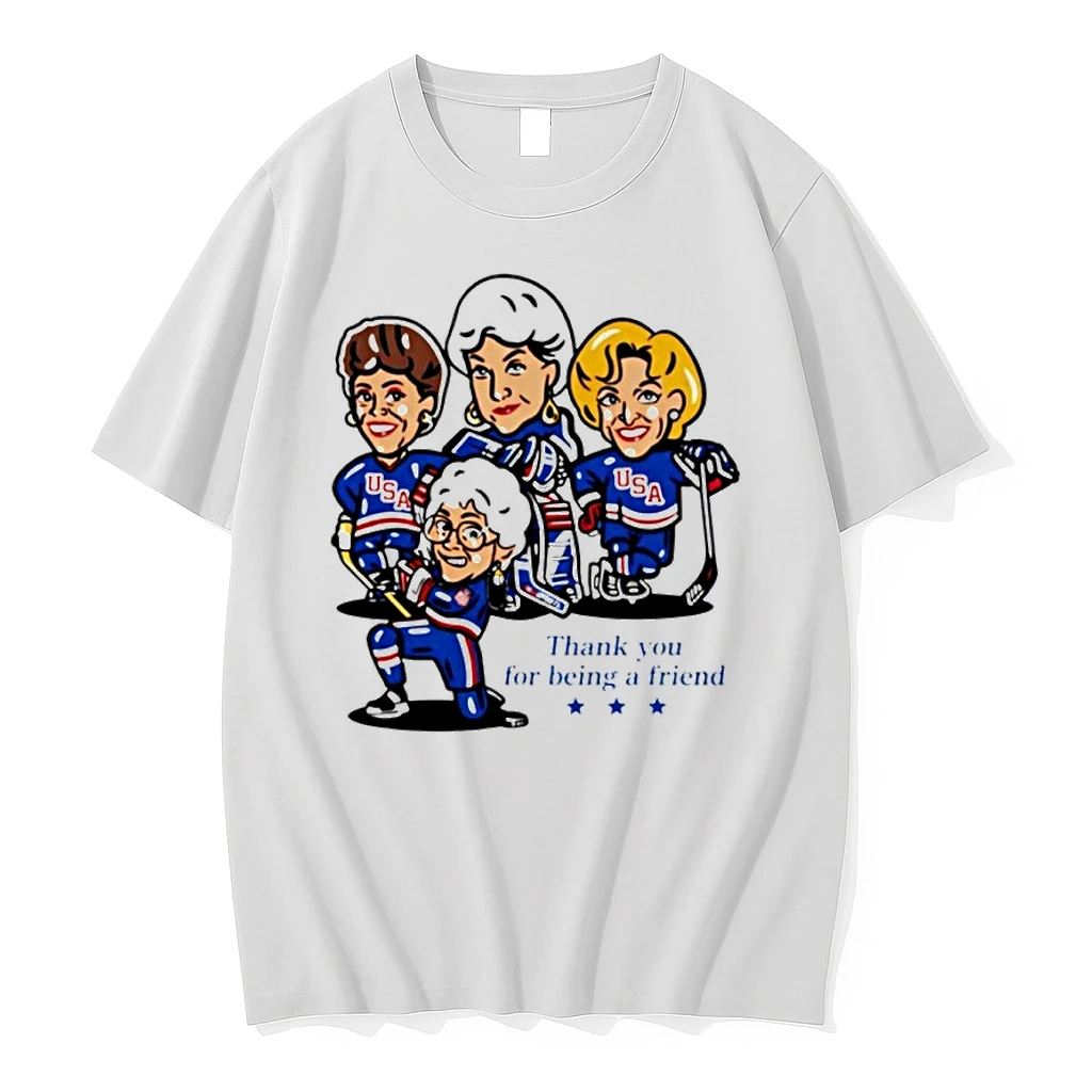 Golden Usa Girls Hockey Thank You For Being A Friend Cartoon Shirts