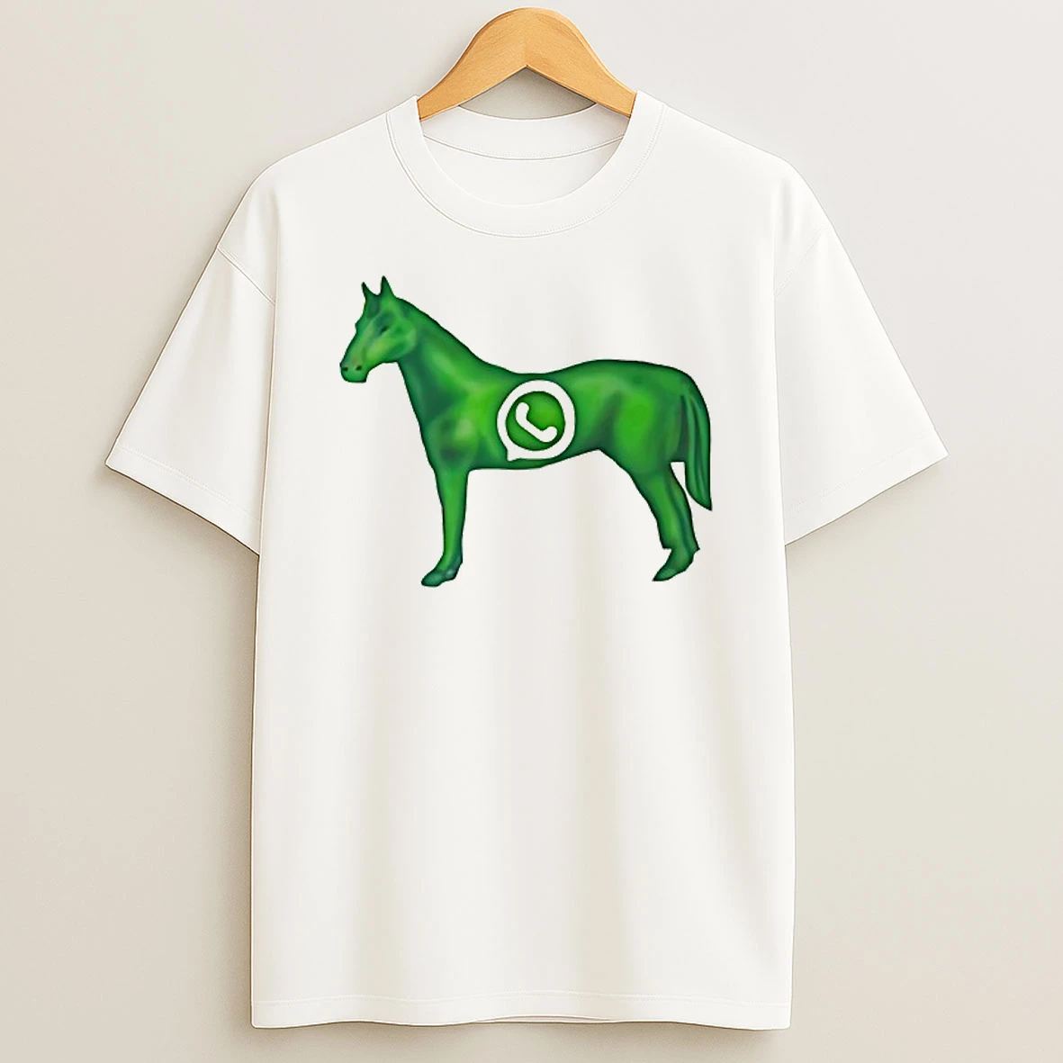 Green Horse Calling Shape Whatsapp Logo Shirts
