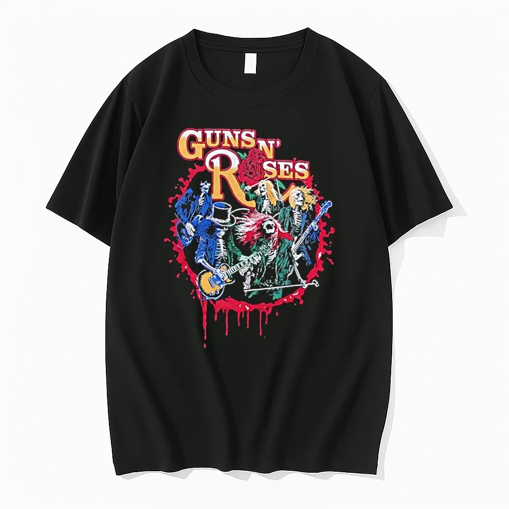 Guns N Roses Rock Band Skeleton Graphic Music Fan Shirts