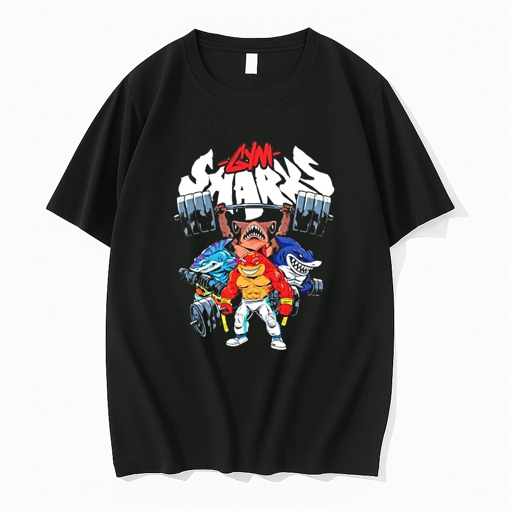 Gym Sharks Fitted Cartoon Shirts