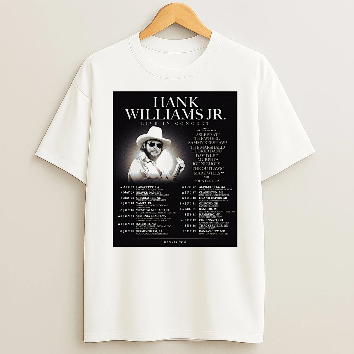 Hank Williams Jr Live Concert Special Guests Wheel Sammy Kershaw The Marshall Tucker Band Shirts