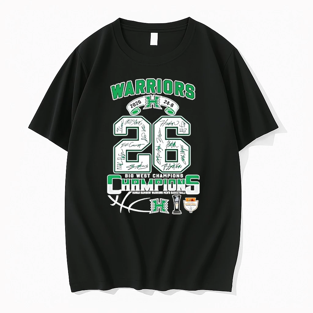 Hawaii Rainbow Warriors Mens Basketball 2026 24 8 Big West Champions Signatures Shirts