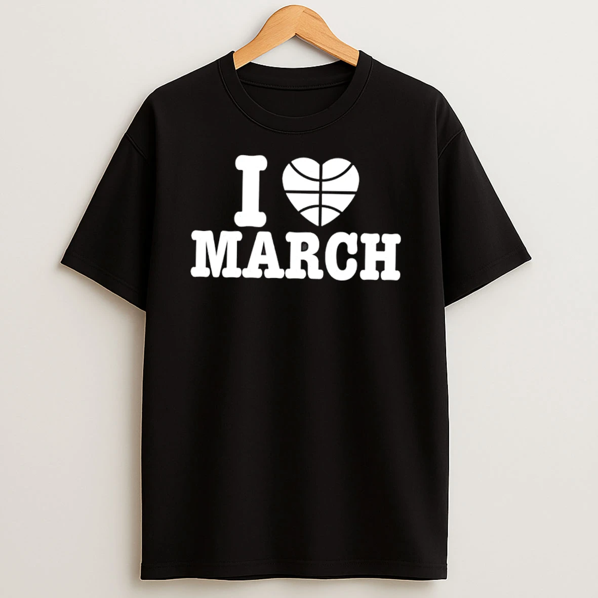 I Love Heart Basketball March White Bold Typography Shirts