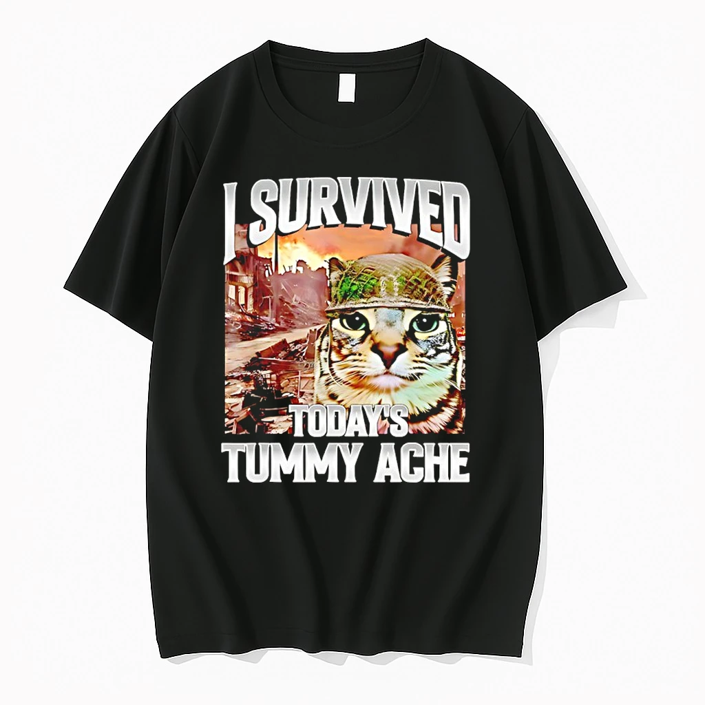 I Survived Todays Tummy Ache Cat Meme Shirts