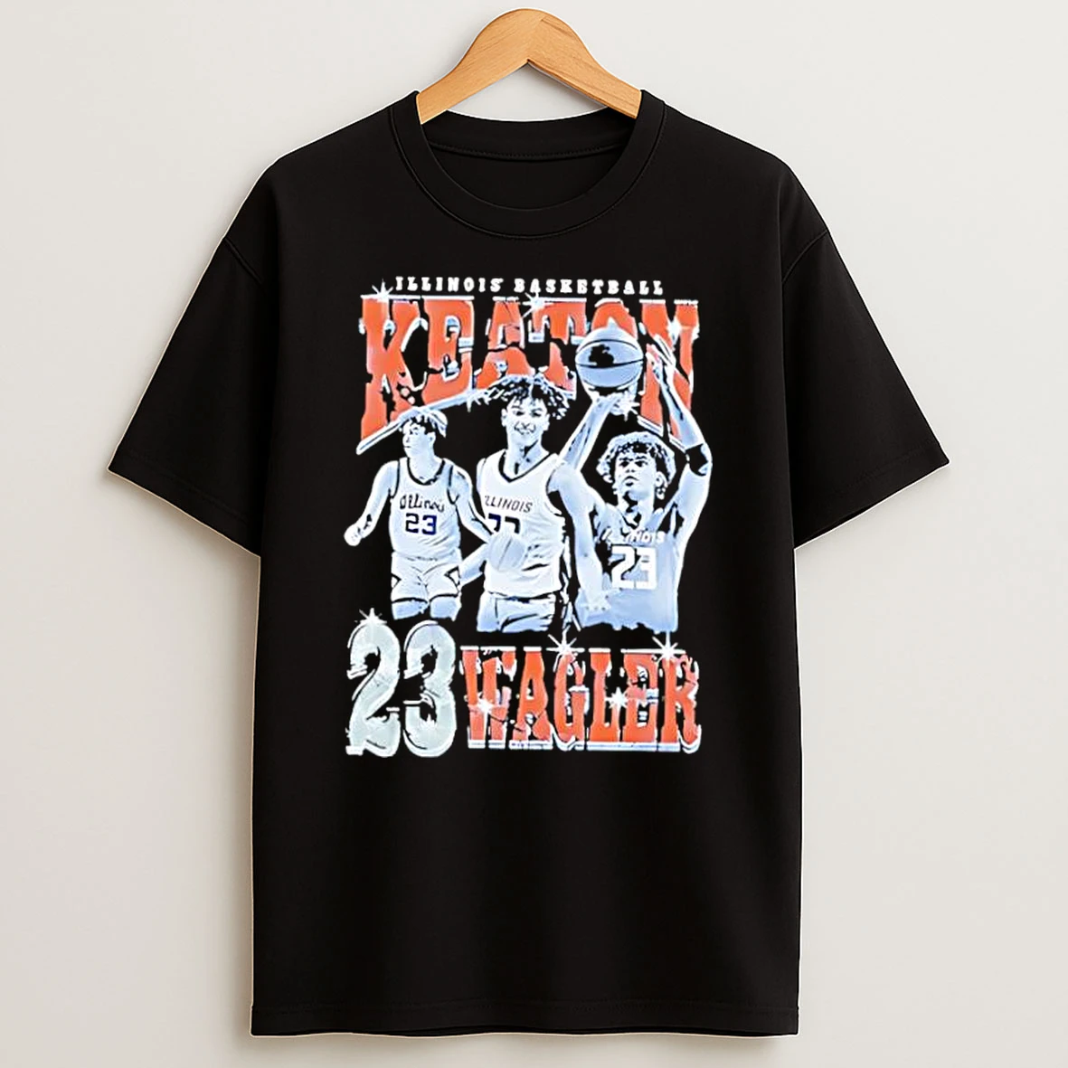 Illinois Basketball Keaton Wagler Number 23 Action Pose Shirts