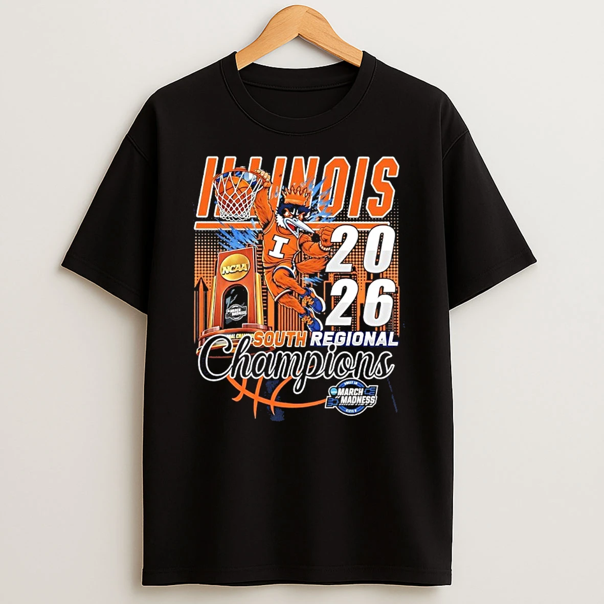 Illinois Fighting Illini 2026 South Regional Champions Mascot Trophy Shirts