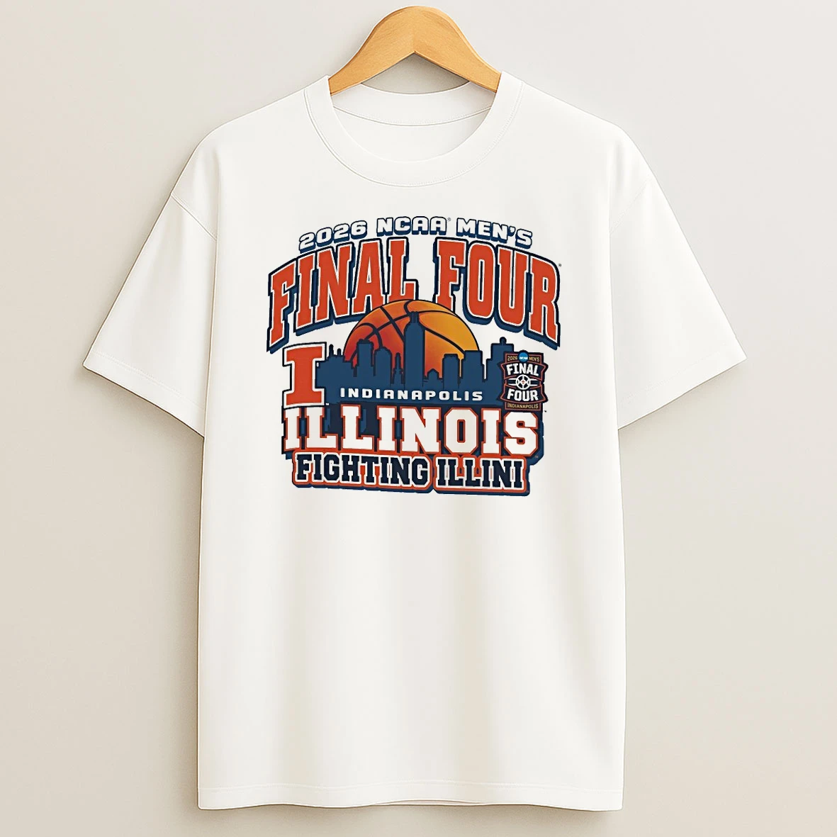 Illinois Fighting Illini Navy Blue Champion 2026 Ncaa Mens Basketball Final Four Bound Indianapolis Shirts