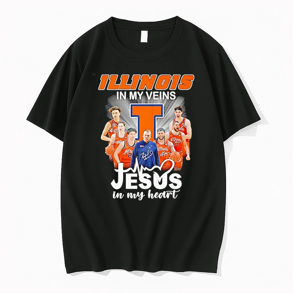 Illinois Fighting Illini In My Veins Jesus In My Heart 2026 Coach And Players Signature Shirts