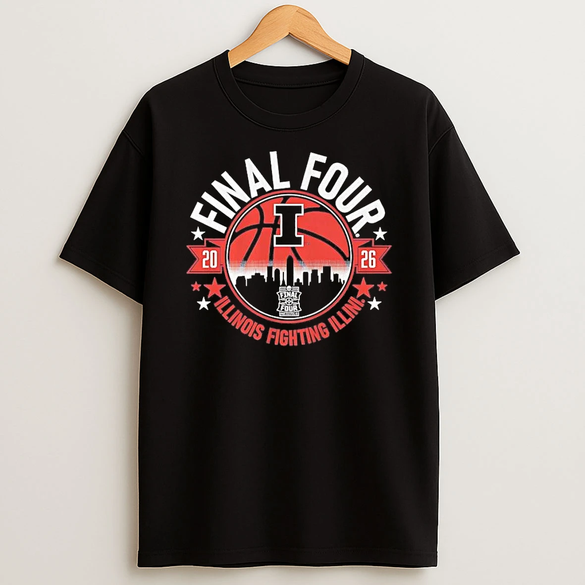 Illinois Fighting Illini Mens Basketball 2026 Final Four City Skyline Tee Shirts