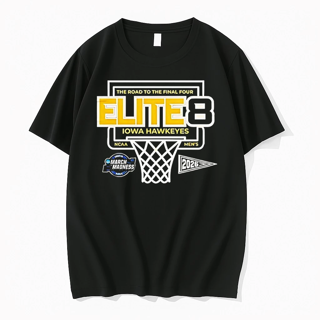 Iowa Hawkeyes 2026 Ncaa Mens Basketball Elite Eight The Road To The Final Four Logo Shirts