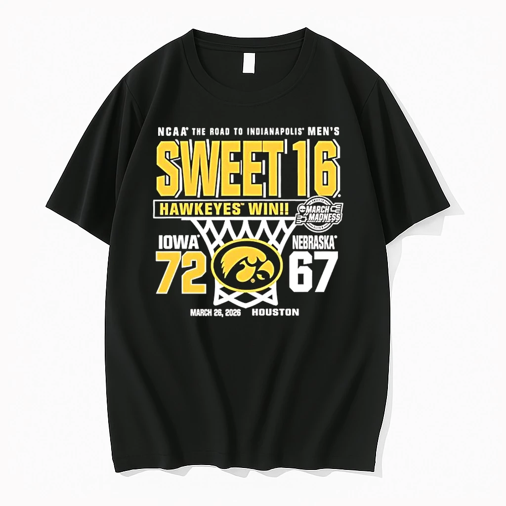 Iowa Hawkeyes 72 67 Nebraska 2026 Ncaa Sweet 16 Score Tee Shirts
