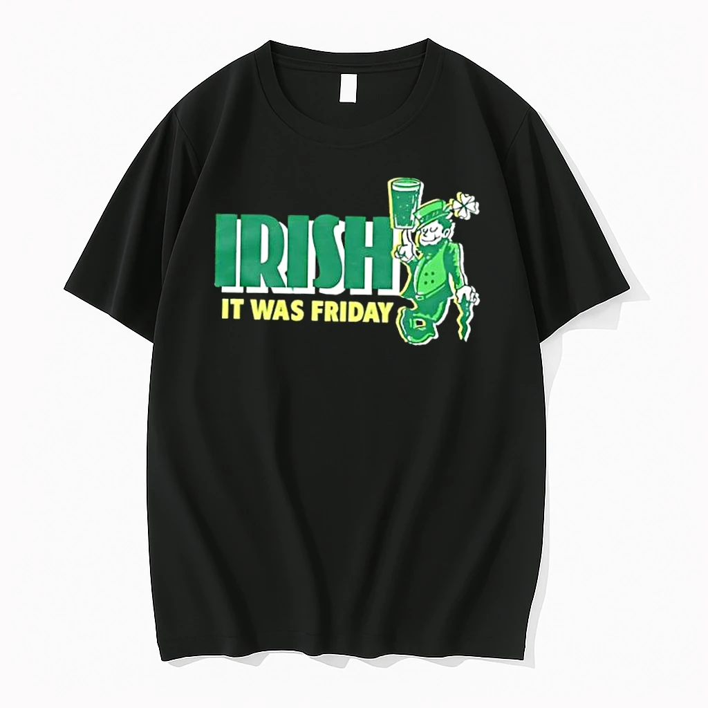 Irish It Was Friday Leprechaun Balancing Stout On Finger Shirts