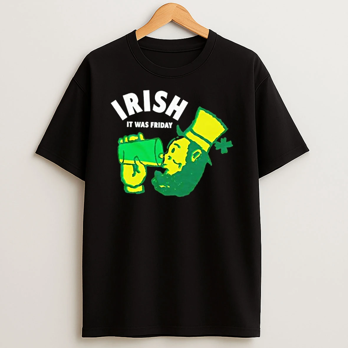 Irish It Was Friday Leprechaun Drinking Green Beer Shirts