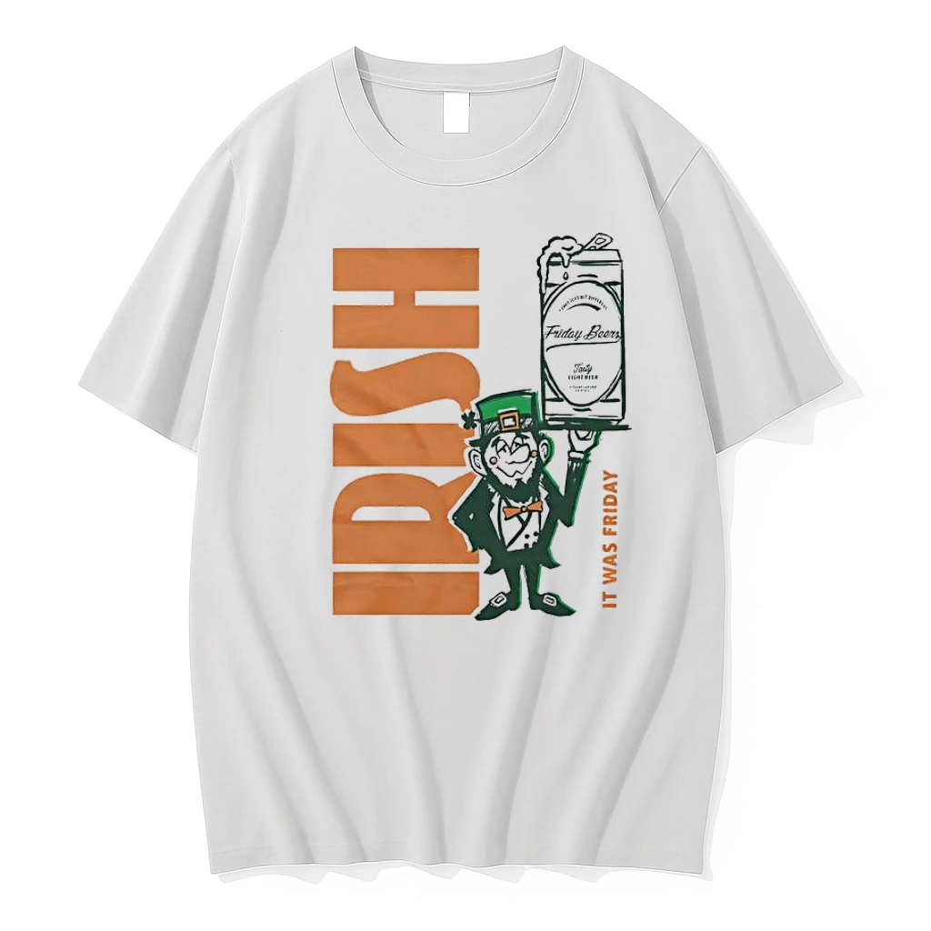 Irish It Was Friday Leprechaun Holding Tall Silver Can Shirts