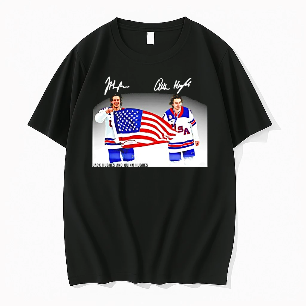 Jack Hughes And Quinn Hughes Usa Hockey 2026 Winer Olympics Gold Medal Winners Autographed Shirts