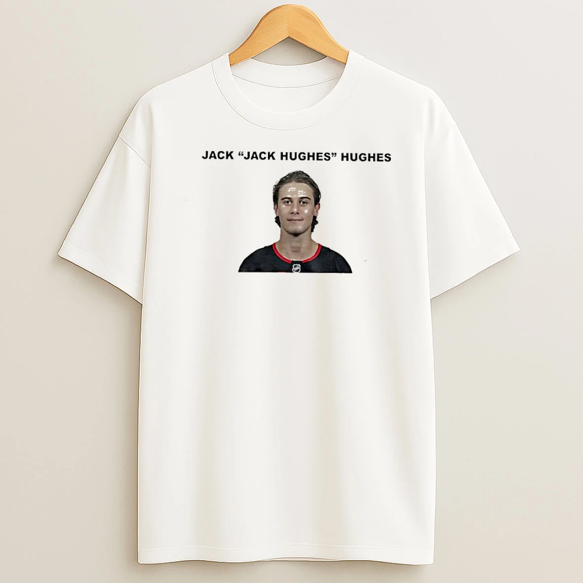 Jack Jack Hughes Hughes Hockey Player Portrait Shirts