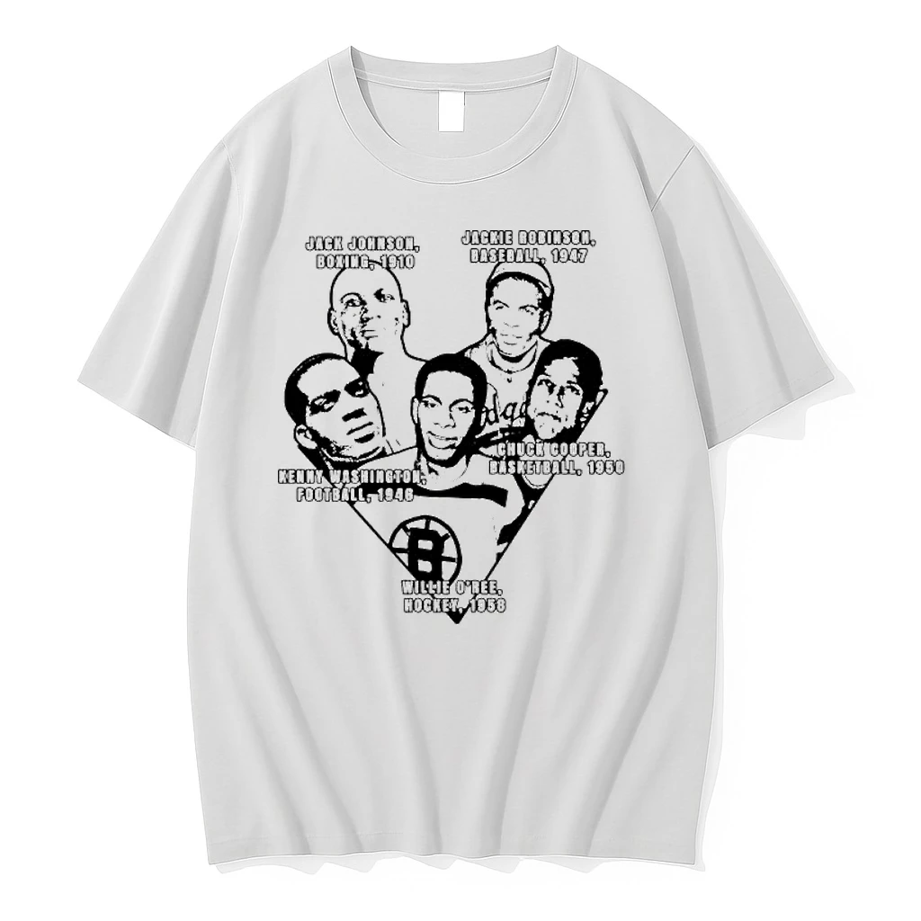 Jack Johnson Boxing 1910 Jackie Robinson Baseball 1947 Kenny Washington Football 1946 Chuck Cooper Basketball 1950 Willie Oree Hockey 1958 Shirts