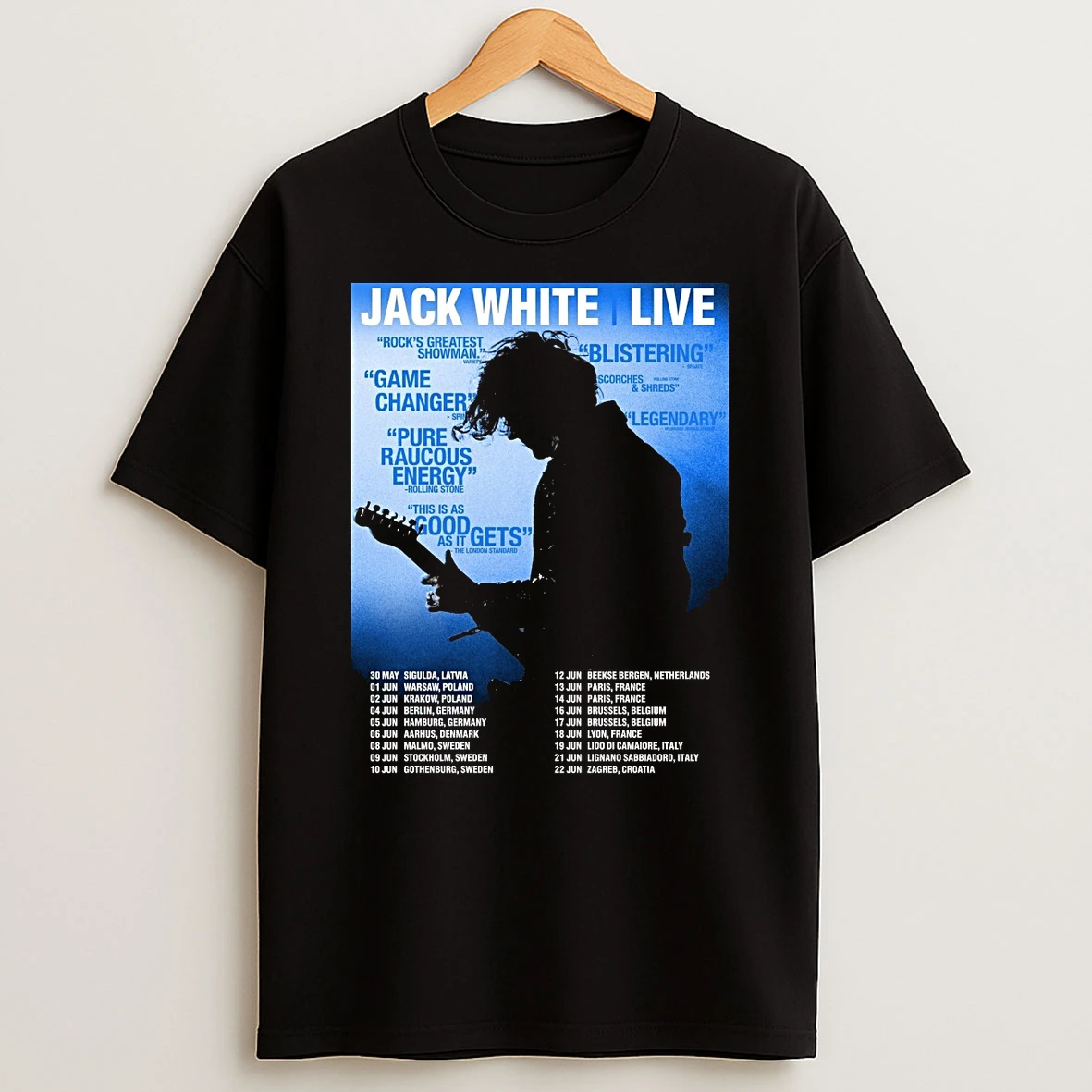 Jack White Europe Tour 2026 May And June Warsaw Berlin Paris And Stockholm Shirts