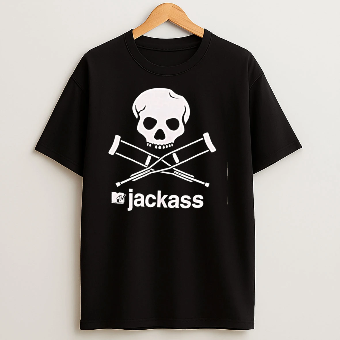 Jackass Mtv Music Television Skull And Crutches Logo Shirts