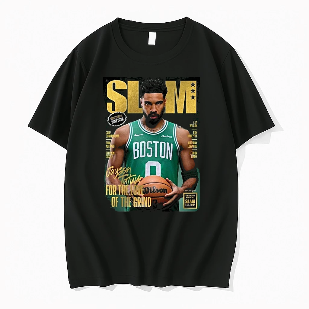 Jayson Tatum On Slam 261 Magazine Boston Celtics Gold Metal Version Shirts