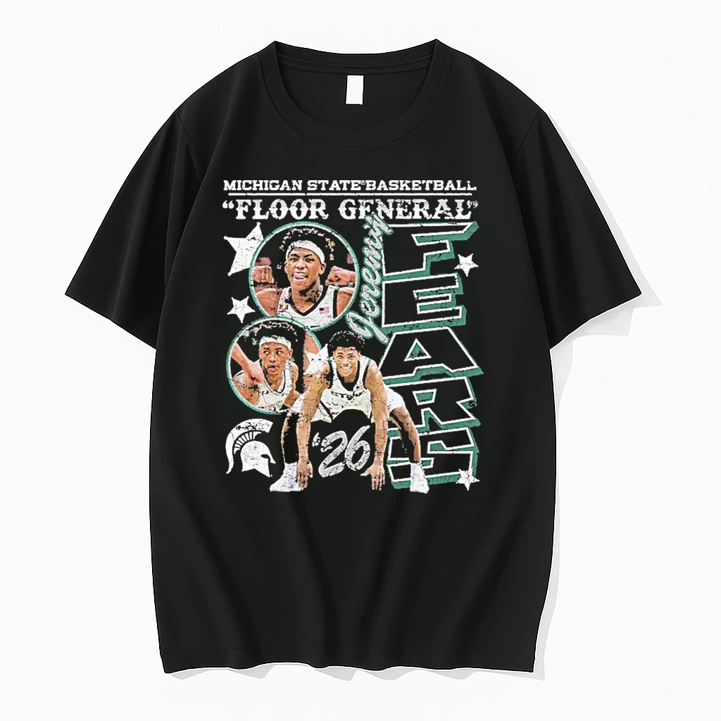 Jeremy Fears Floor General Michigan State Spartans Mens Basketball Elevated 90s Graphic 2026 Shirts