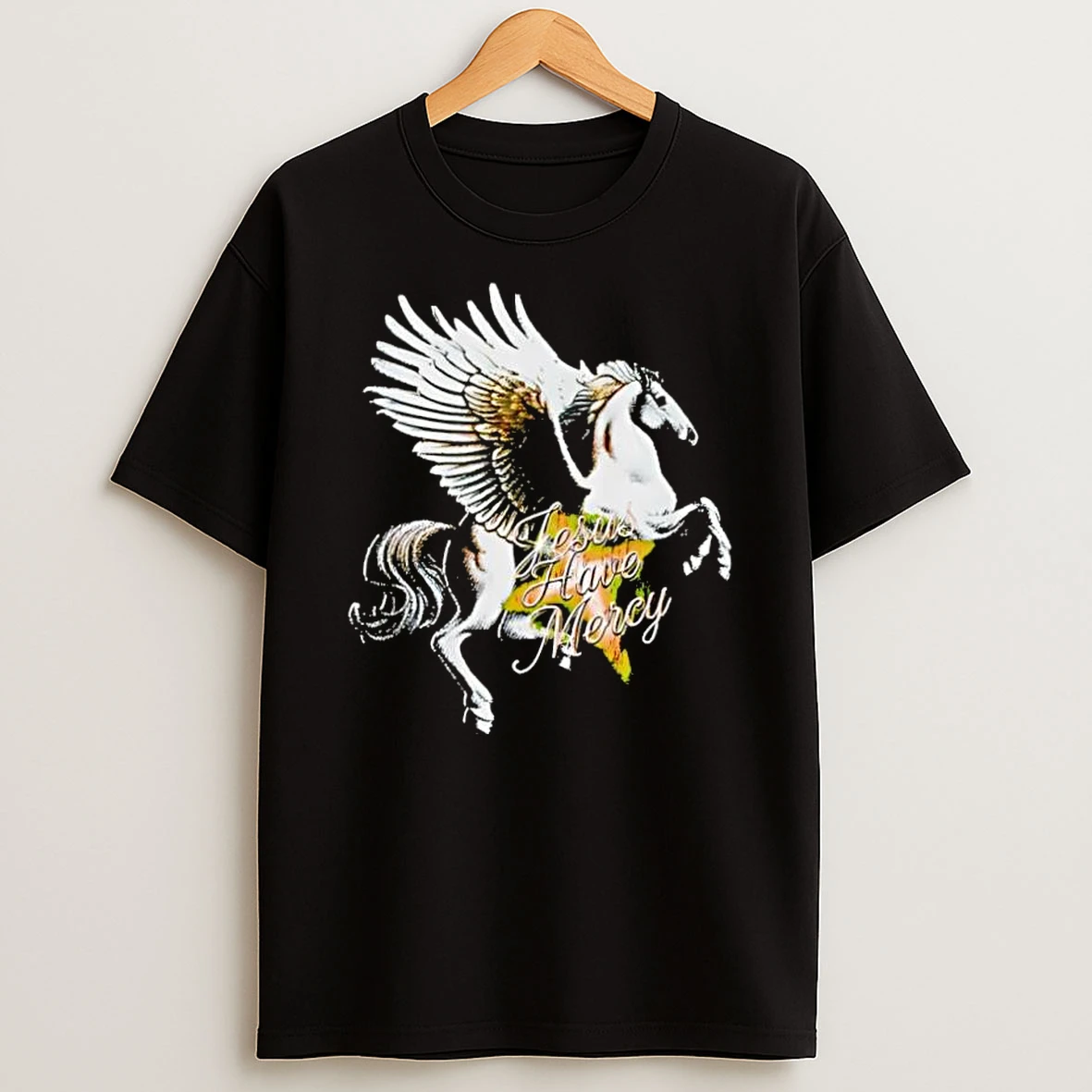 Jesus Have Mercy Winged Pegasus Horse Religious Graphic Shirts