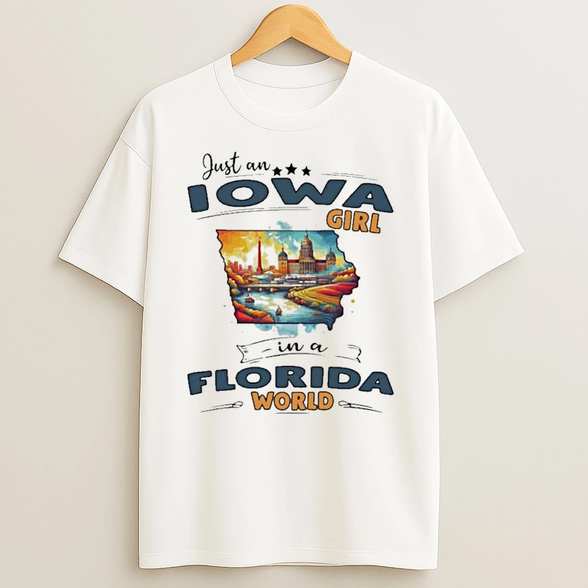 Just An Iowa Girl In A Florida World Retro Shirts