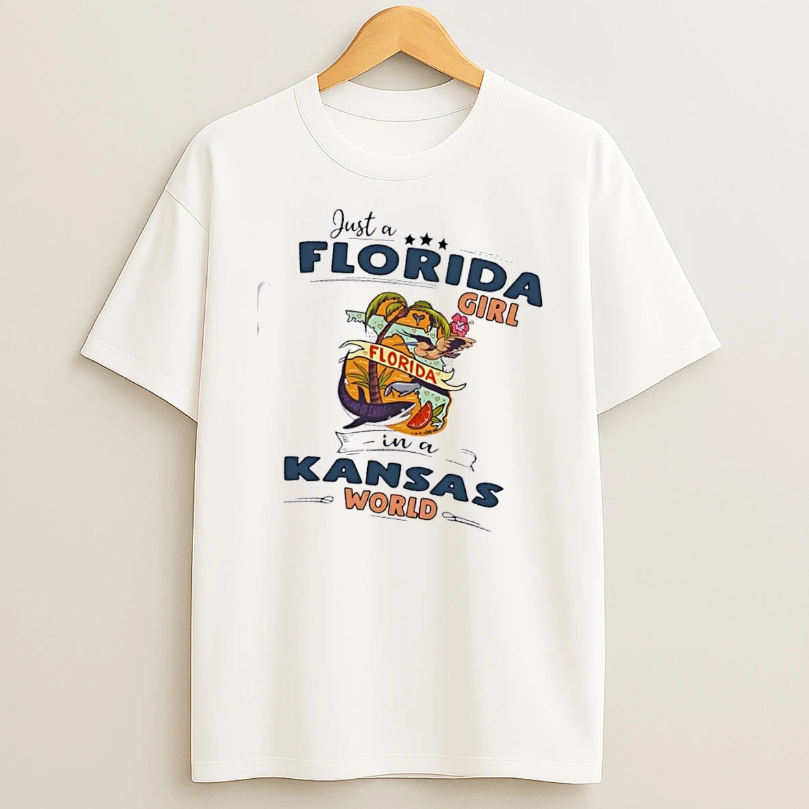 Just A Florida Girl In A Kansas World Map Shirts